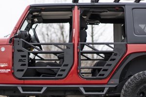 Jeep Wrangler Tubular Doors - Rear - Rough Country - Steel Tube - Black - '07-'10